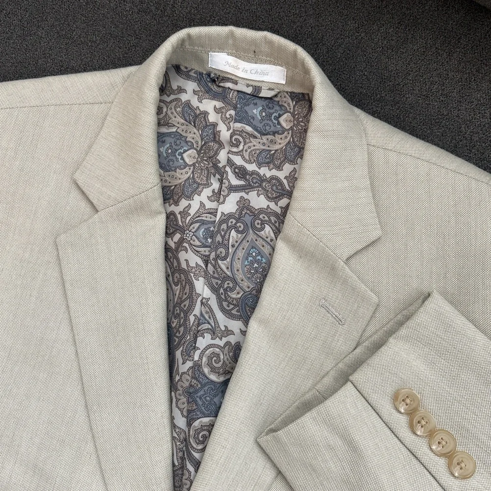 Lauren Ralph Lauren Blazer Mens 43R Tan Two Button Paisley Lining Sport Coat